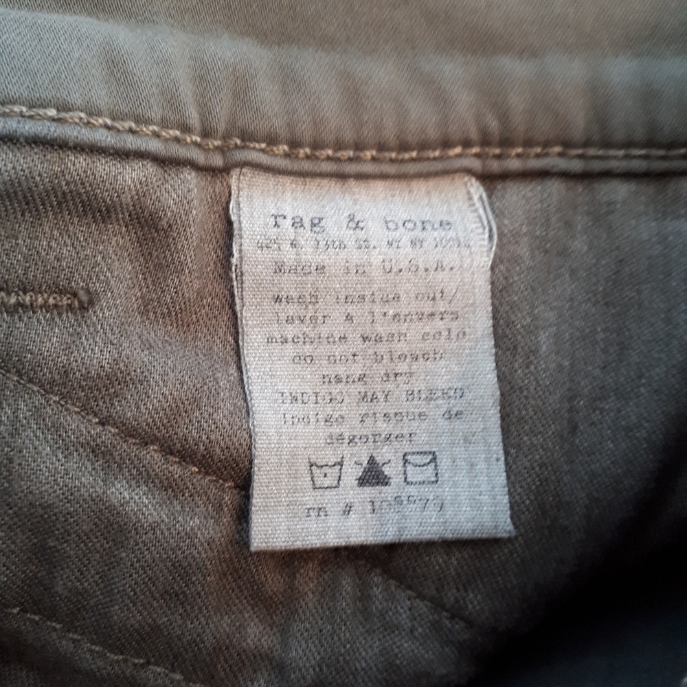 Rag & Bone Lariat Army Green Zipper Jeans - Picture 8 of 8